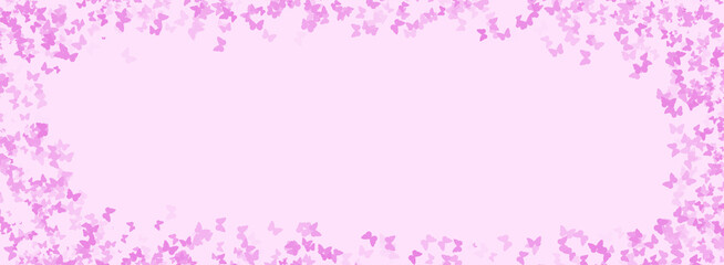 Pink background with colorful confetti butterflies.