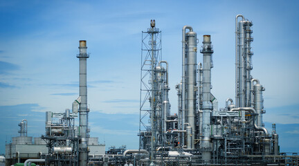 The petrochemical plant is in the industrial area.