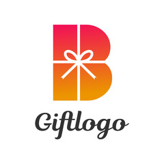 Gift box letter B vector logo template. This Graphic is suitable for prize, birthday, greeting, store, shop, love, parcel, souvenir, gift away.