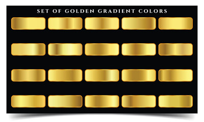 Big set of metallic gold gradients. Set of gold gradient vector palette for background template. Royal golden gradients swatches palette.  © Designflowbd