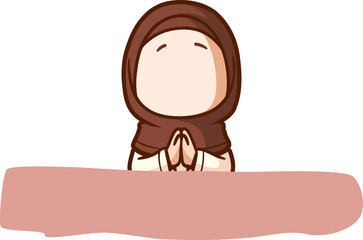 islamic Cartoon Holding Banner