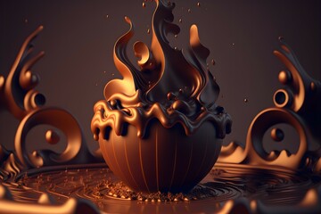 Chocolate Meltdown: Abstract Illustration of Melting Dessert