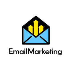 Email marketing vector logo template. Design with envelope and graph symbol. Suitable for startup and business. Can be used for metrics, shopping, sale.