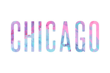 Chicago caligraphic typographic poster. T-shirt tourism Design. Template for poster, print, banner, flyer. Concept for print production. 