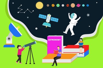 Student read astronomy books and doing observation © Tri