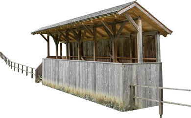 Isolated PNG cutout of wooden medieval stands on a transparent background, ideal for photobashing, matte-painting, concept art