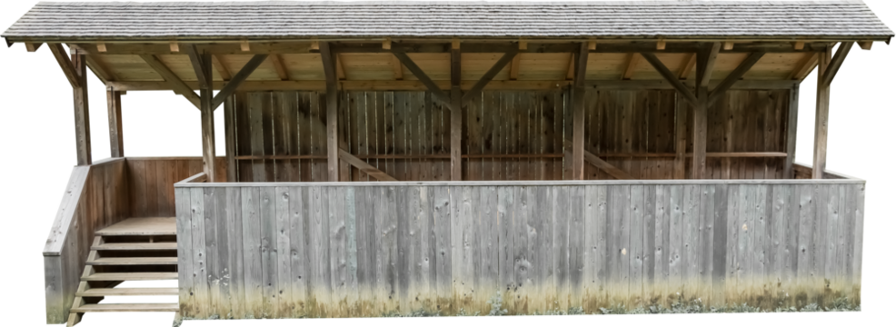 Isolated PNG cutout of wooden medieval stands on a transparent background, ideal for photobashing, matte-painting, concept art