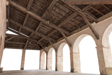 Isolated PNG cutout of medieval architecture on a transparent background, ideal for photobashing, matte-painting, concept art