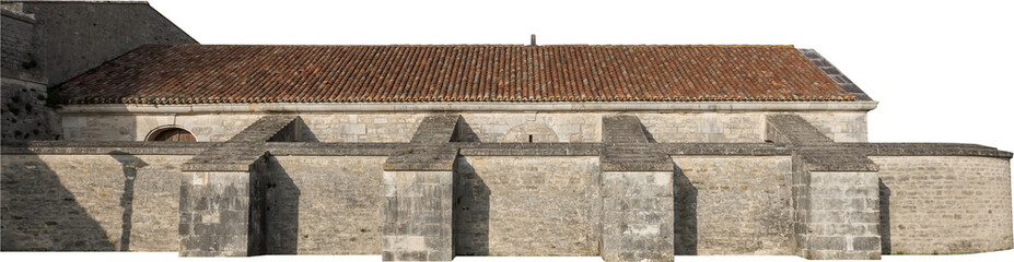 Fototapeta na wymiar Isolated PNG cutout of a fortified medieval building on a transparent background, ideal for photobashing, matte-painting, concept art