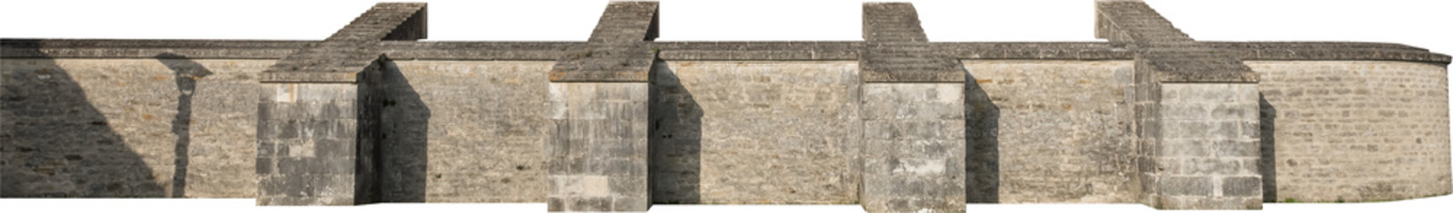 Isolated PNG cutout of a fortified medieval building on a transparent background, ideal for photobashing, matte-painting, concept art