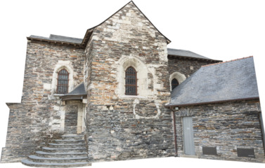 Isolated PNG cutout of French medieval architecture on a transparent background, ideal for photobashing, matte-painting, concept art