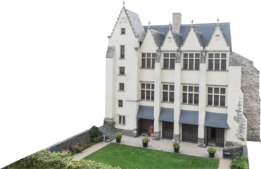 Isolated PNG cutout of French medieval architecture on a transparent background, ideal for photobashing, matte-painting, concept art