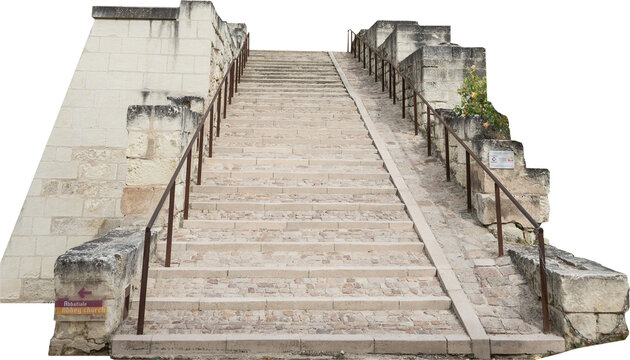 Isolated PNG cutout of French medieval stairs on a transparent background, ideal for photobashing, matte-painting, concept art