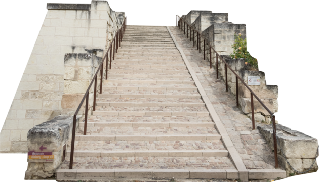 Isolated PNG cutout of French medieval stairs on a transparent background, ideal for photobashing, matte-painting, concept art