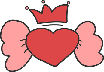 red heart with wings, heart icon.