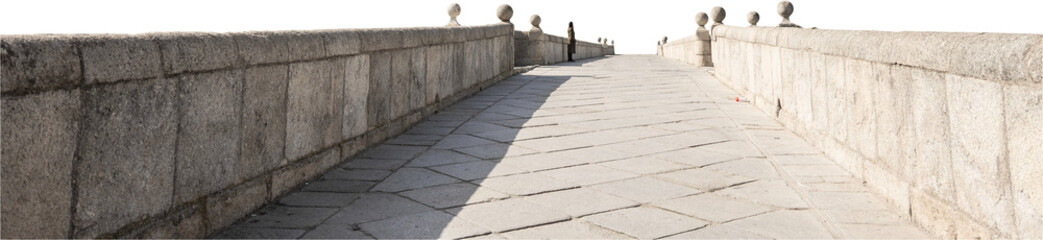 Isolated PNG cutout of a medieval bridge on a transparent background, ideal for photobashing, matte-painting, concept art