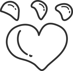 heart icon, doodle black line.