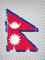 Flag of  Nepal brush stroke background.  Flag  Federal Democratic Republic of Nepal on transparent background for your design, app, UI.  Stock vector. EPS10.