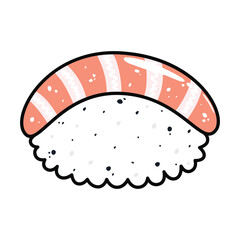 Sushi in cartoon style. Cute nigiri with salmon for menu