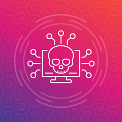Botnet line icon, malware in computer vector
