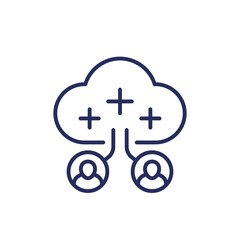 collect user data line icon with a cloud