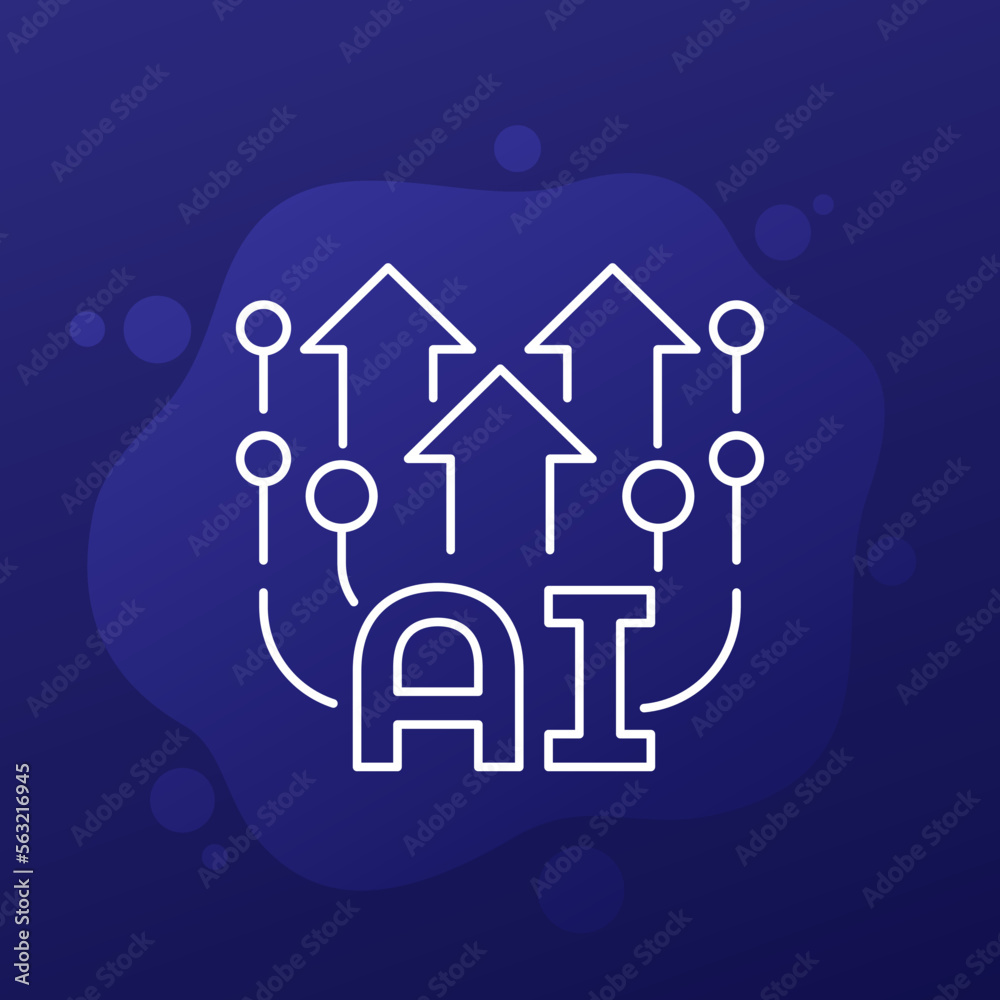 Sticker AI technology evolution line icon for web