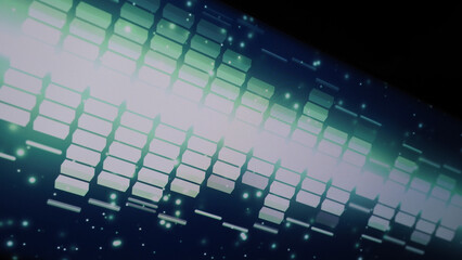 Sound equalizer. Wave pattern of music sounds element on monitor screen. Digital equalizer. Modern song equalisers dark background. Colorful waveform of musical soundtrack. Music equalizers display.