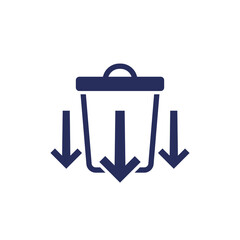 Reducing waste icon with a trash bin