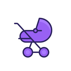 baby stroller icon on white, vector