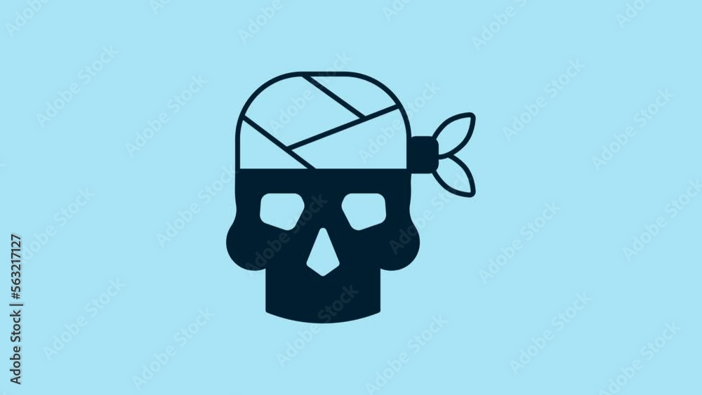 Canvas Prints blue pirate captain icon isolated on blue background. 4k video motion graphic animation