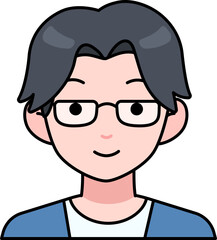Artist man boy avatar User person people glasses blue Colored Outline Style