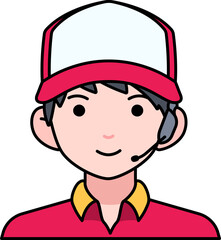 Delivery man shipping boy avatar User person people service Colored Outline Style