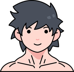 Muscle Man boy avatar User person people cartoon cute Colored Outline Style