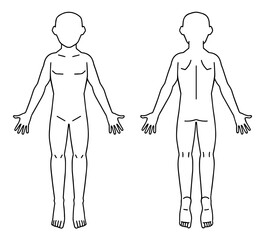 人体図、シェーマ、身体部位カルテ用、男性