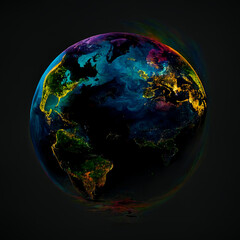 planet earth in unusual colors of a pink tint on a black background