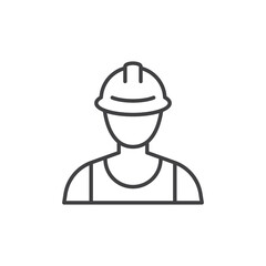 Oil platform worker line icon. linear style sign for mobile concept and web design. Man with hardhat and safety vest outline vector icon.