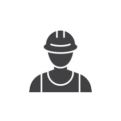 Oil platform worker glyph icon. linear style sign for mobile concept and web design. Man with hardhat and safety vest glyph vector icon.