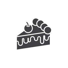 Piece of cake with cherry glyph icon. linear style sign for mobile concept and web design.