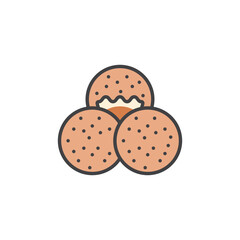 Sesame balls filled color icon. linear style sign for mobile concept and web design. Chinese fried sesame balls filled color vector icon.