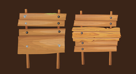 Wood Signboard, Wooden Banner illustration	