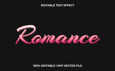 Romance editable text effect, lettering typography font style, pink 3d text for tittle