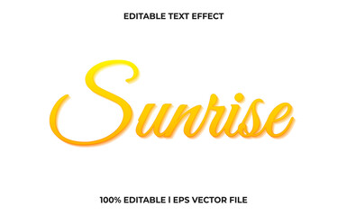 sunrise editable text effect, lettering typography font style, orange 3d text for tittle