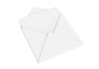 Blank card with envelop template, 3d render illustration.