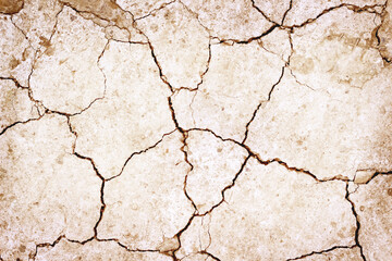 Ground cracked texture top view drought season brown background