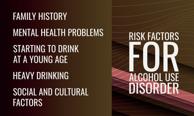 Risk factors for Alcohol use disorder. Vector illustration for medical journal or brochure.