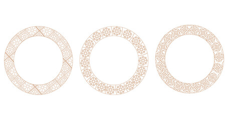 Beautiful round frames in Arabic style on white background