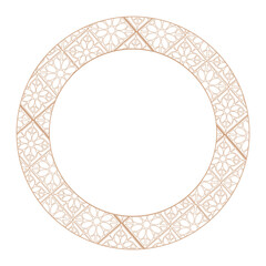 Beautiful round frame in Arabic style on white background