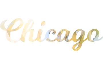 Chicago caligraphic typographic poster. T-shirt tourism Design. Template for poster, print, banner, flyer. Concept for print production. 