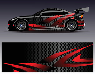 Obraz premium Car wrap design vector. Graphic abstract stripe racing background kit designs for wrap vehicle race car rally adventure and livery