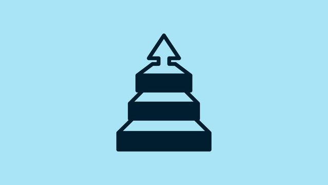 Blue Business pyramid chart infographics icon isolated on blue background. Pyramidal stages graph elements. 4K Video motion graphic animation
